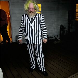 Beetlejuice Suit - Black and White Striped - Mens Size 3X